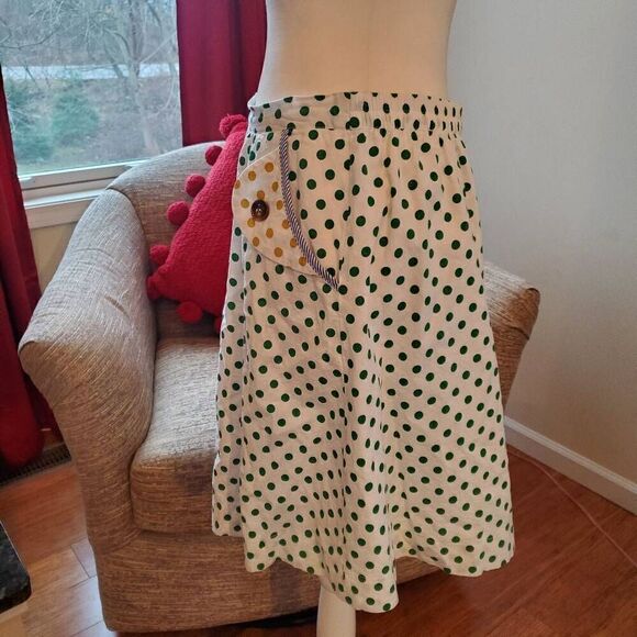 Tulip White Polkadot Cotton Blend Skirt - Size Large - Picture 3 of 15
